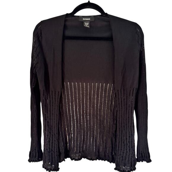 Express Vintage Black Open Front Knit Sweater Women’s Small - Picture 1 of 8